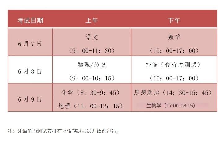 2025年福州高考具体时间表